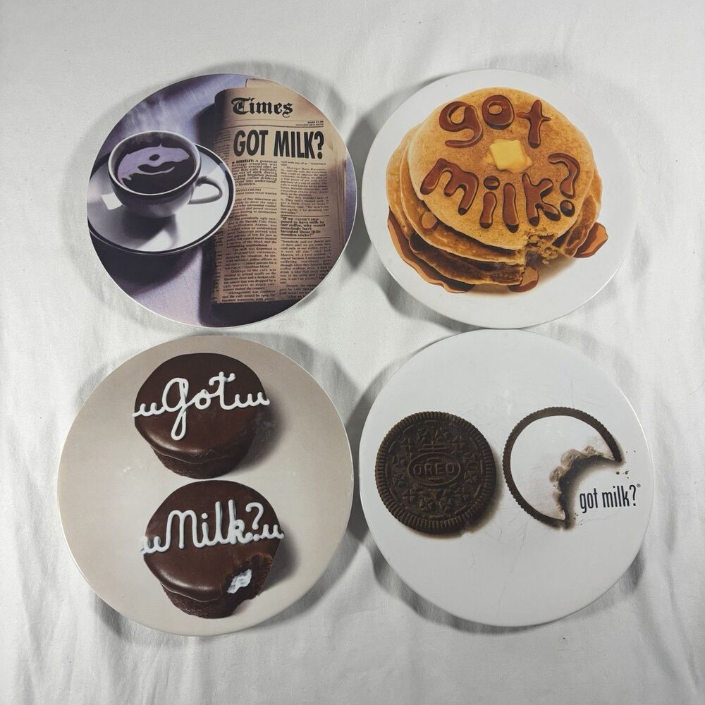 Vintage Got Milk 1999 At Home International Set of 4 Ceramic Coasters